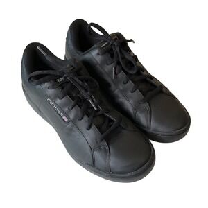 Reebok Classic Sneakers Black Leather Low Profile Retro Comfort Sporty 10.5